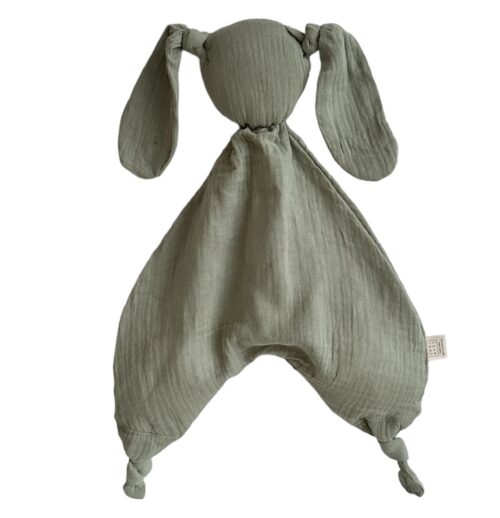 100% cotton bunny comforter in sage green