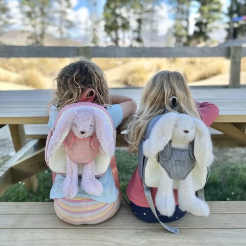 Blue bunny backpack with harness