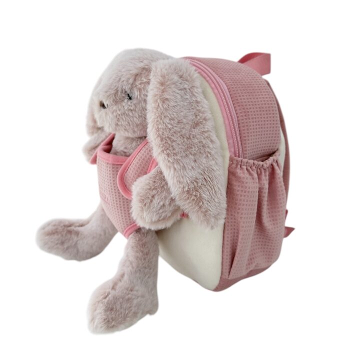 Pink bunny backpack with harness